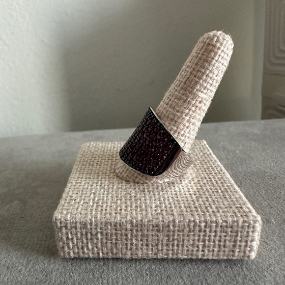 Pave Rhodolite Garnet 3/4" Wide Band Ring - Picture 4 of 12